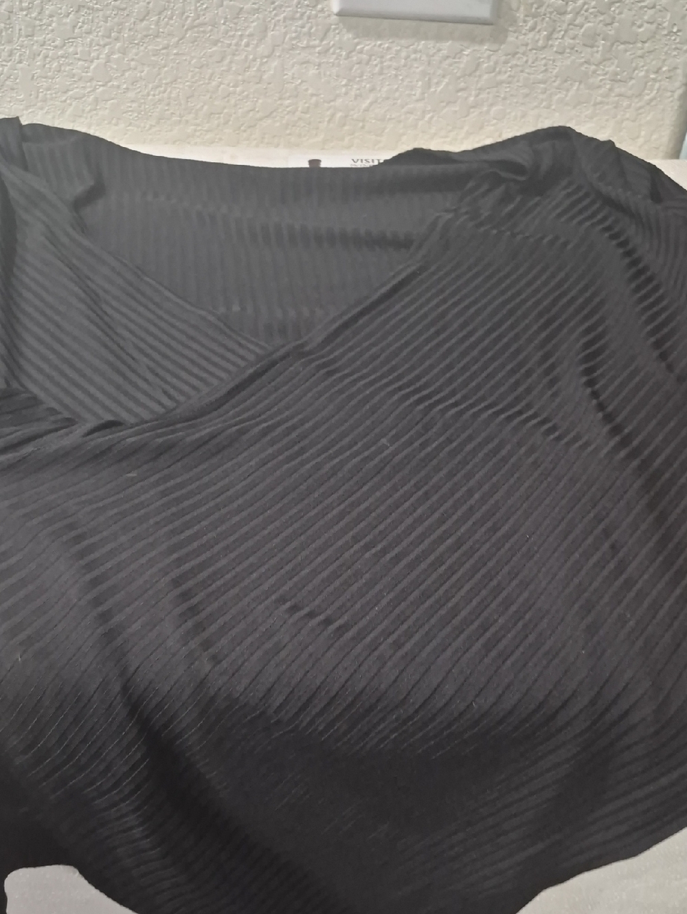 Black Ribbed V-Neck Top